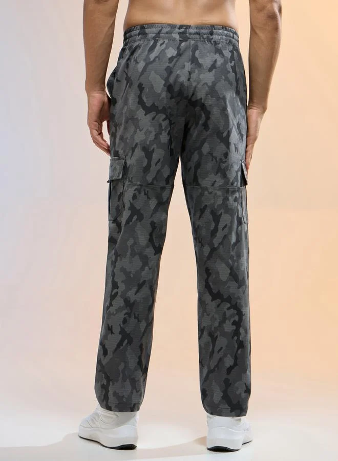 Technosport  Men Printed Straight Fit Sports Cargo Trackpants for Men | Best Price UAE